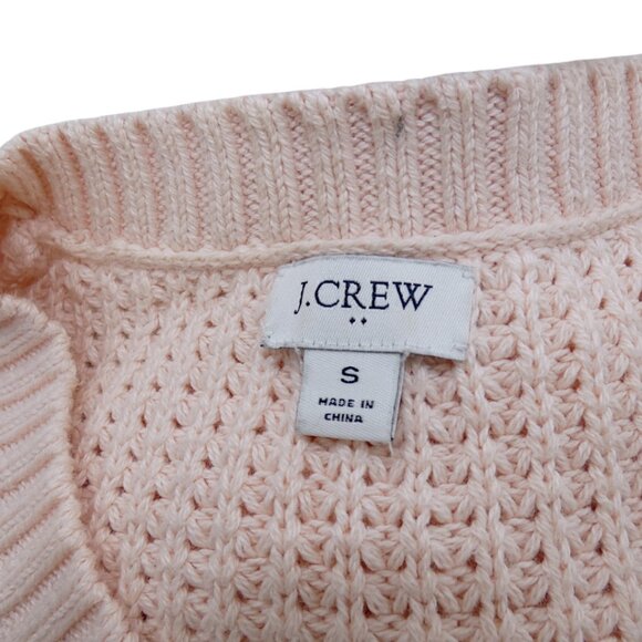 J.Crew Blush Pink Chunky Cotton Sweater S Thick Knit Preppy Minimalist Cozy - Picture 7 of 9